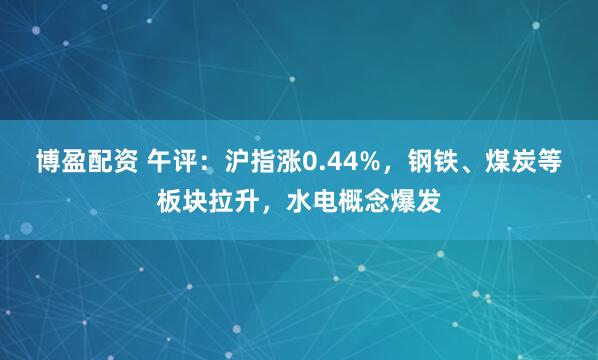 博盈配资 午评：沪指涨0.44%，钢铁、煤炭等板块拉升，水电概念爆发